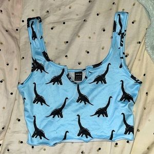 Dino print ruffled crop top